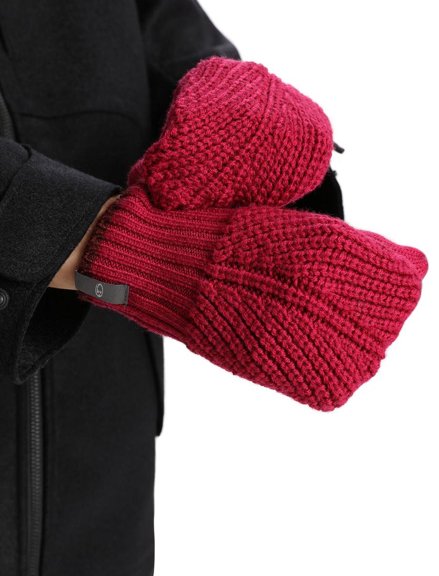 Women's Icebreaker Unisex Merino Waypoint Mittens Gloves Cherry / Espresso | CA 1443EBCX